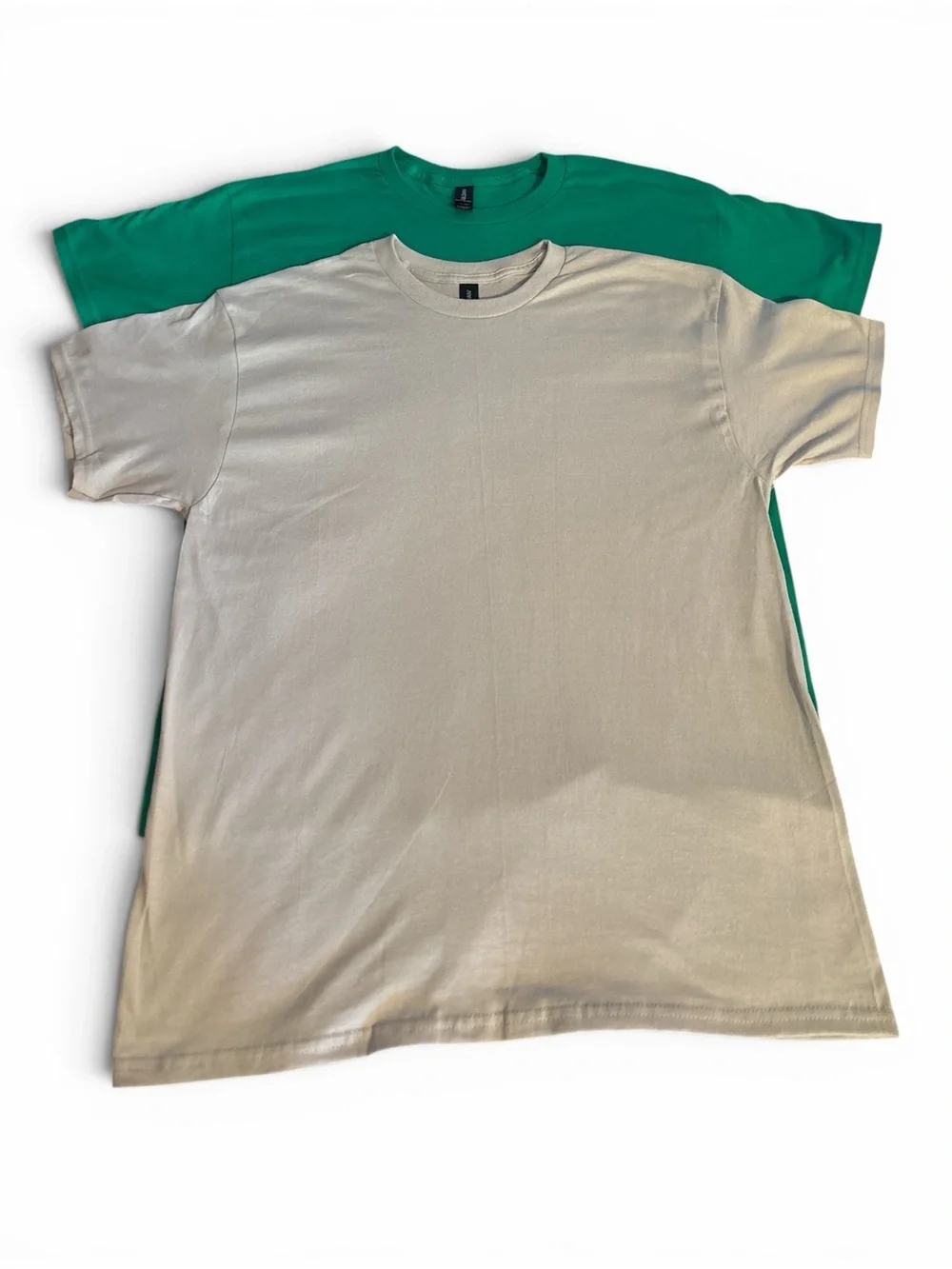 Green and Beige Crewneck T-Shirts - Pack of 2 NWOT 100% Cotton